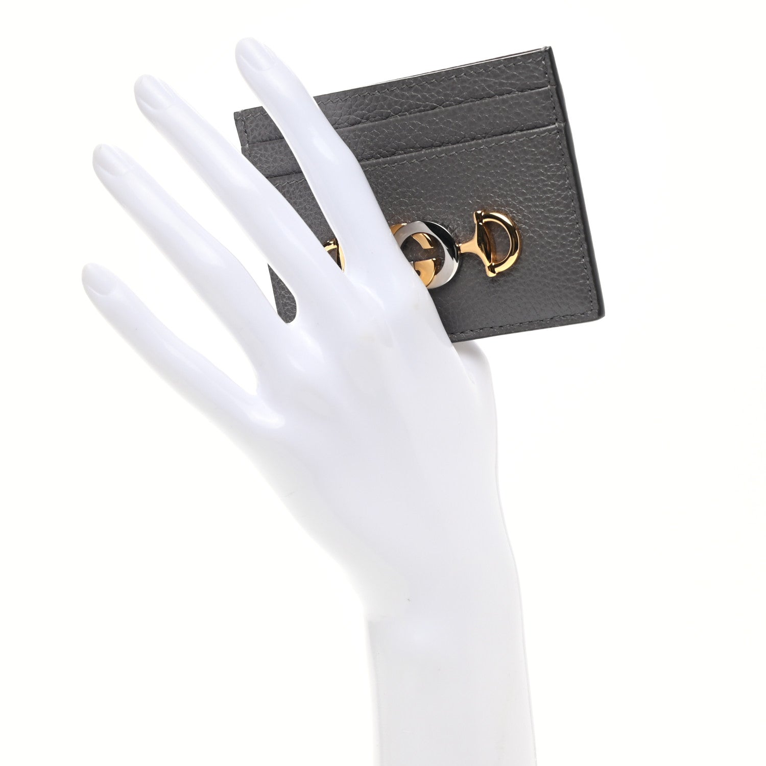 Gucci Grainy Calfskin Zumi Card Holder Dusty Grey 2 of 7