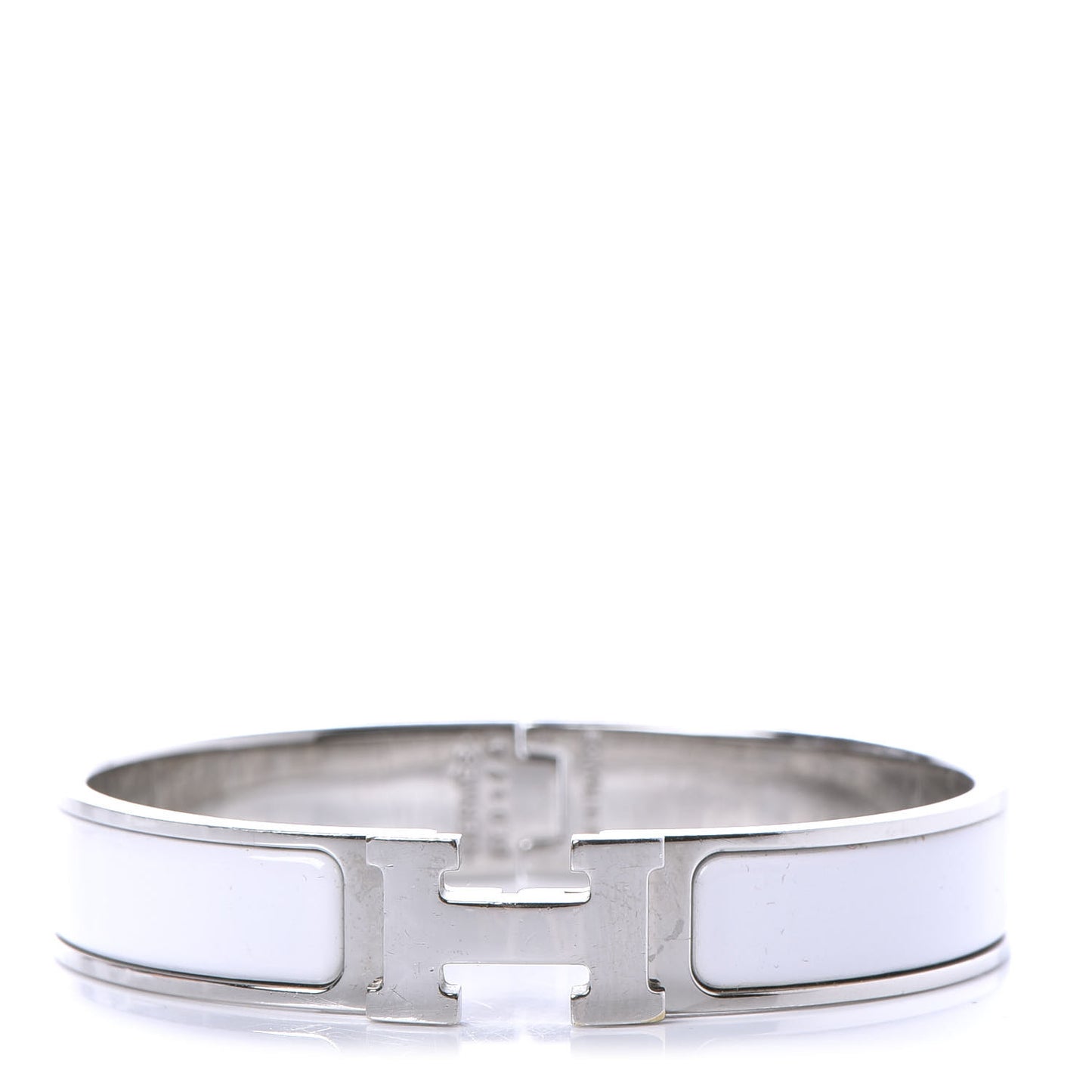 Enamel Narrow Clic Clac H Bracelet GM White