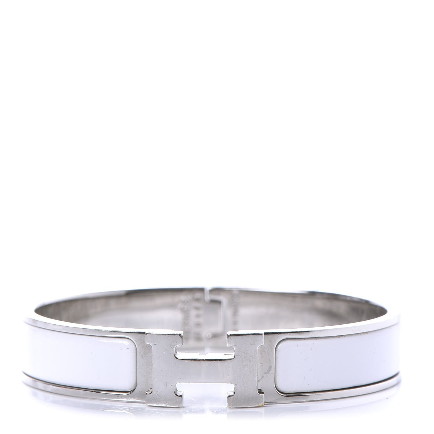Hermes Enamel Narrow Clic Clac H Bracelet GM White 1 of 6
