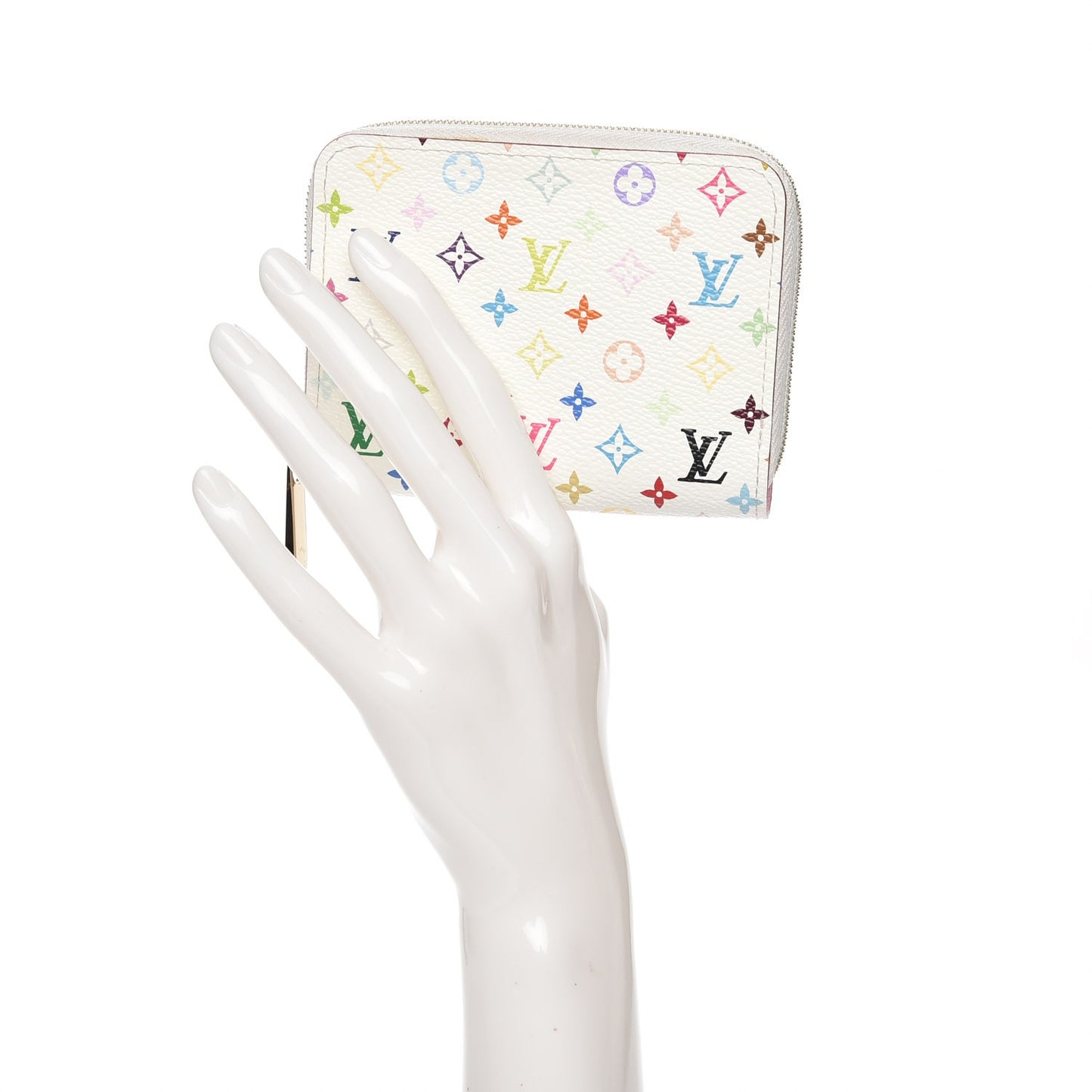 Monogram Multicolor Zippy Coin Purse Wallet White Litchi