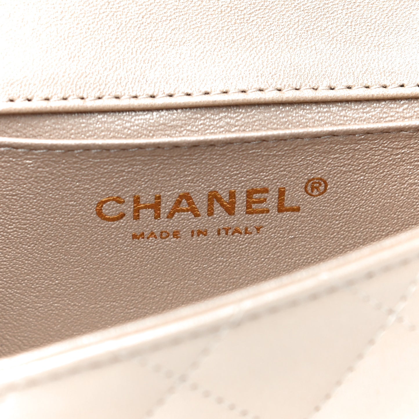 Metallic Lambskin Quilted Extra Mini V For Victory Flap Light Gold