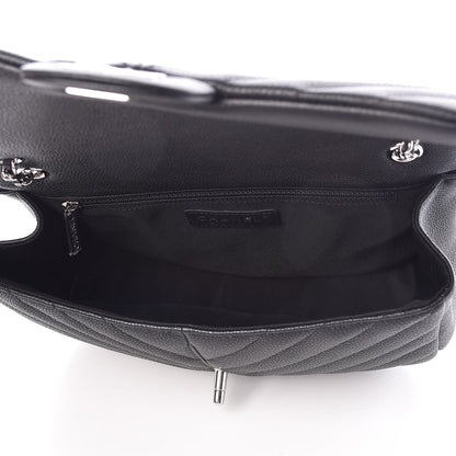 Chanel Caviar Chevron Quilted Small Puffy CC Flap Black 5 of 8