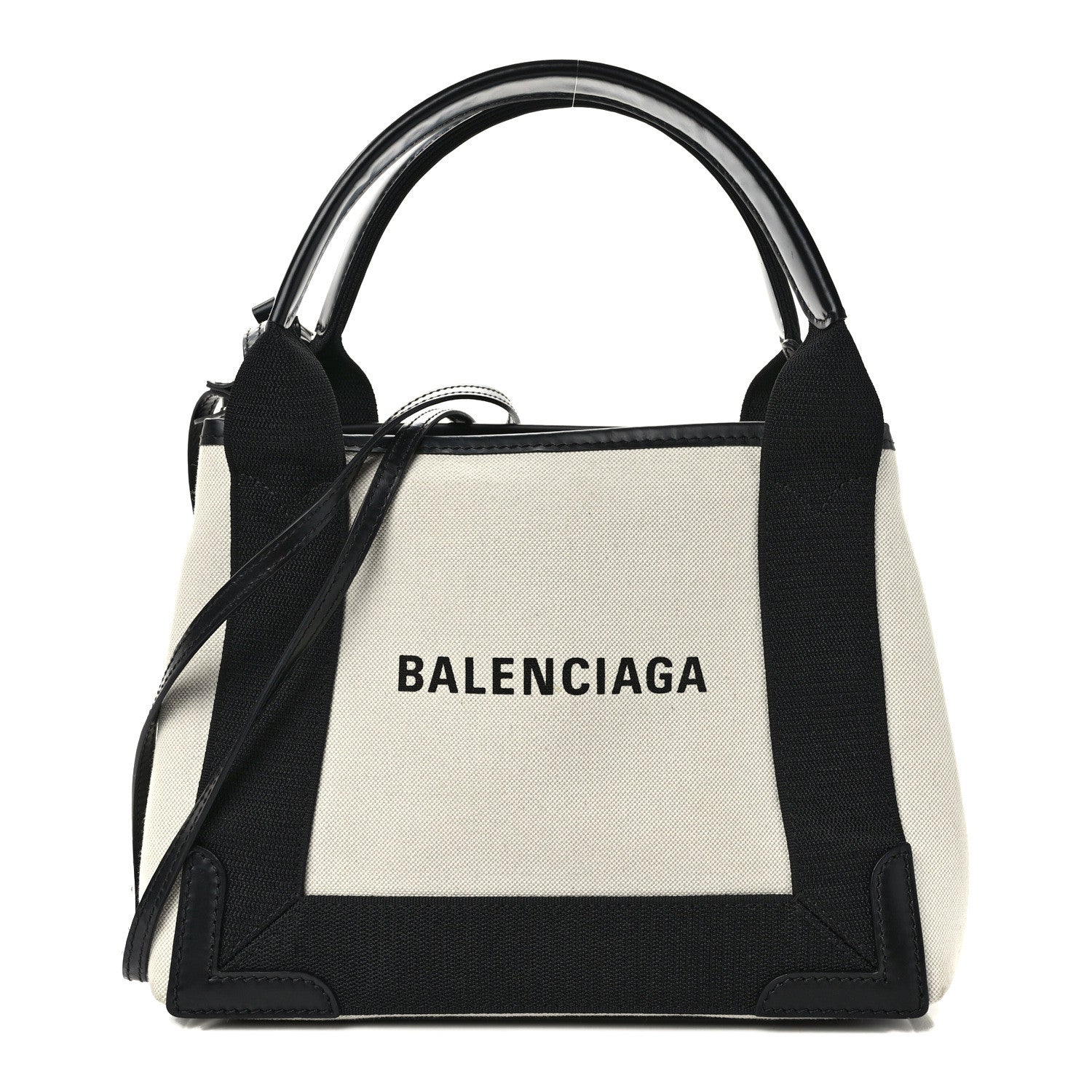 Balenciaga Cotton Canvas Satin Calfskin XS White Black 1 of 13