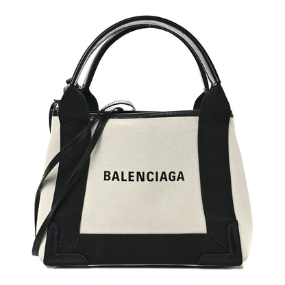 Balenciaga Cotton Canvas Satin Calfskin XS White Black 1 of 13
