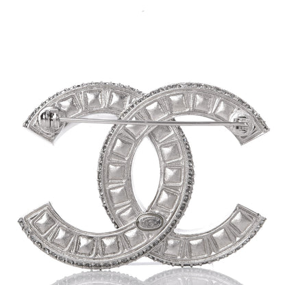 Chanel Baguette Crystal CC Brooch Silver Black 3 of 5