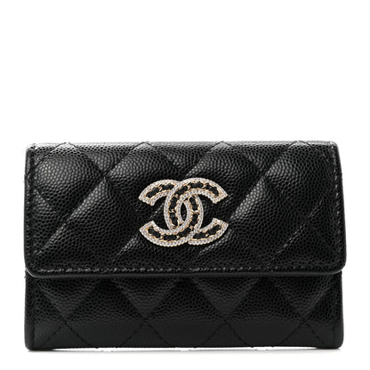 Chanel Caviar Quilted Crystal CC Flap Card Holder Black 1 of 10