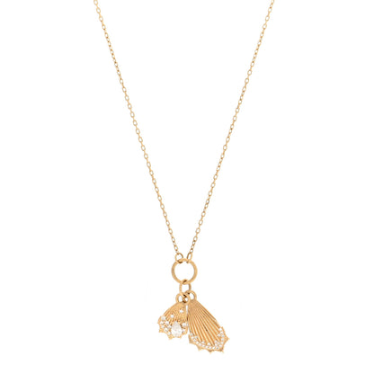 Foundrae 18K Yellow Gold Diamond Encrusted Butterfly Wings Miniature Medallion Necklace 1 of 6