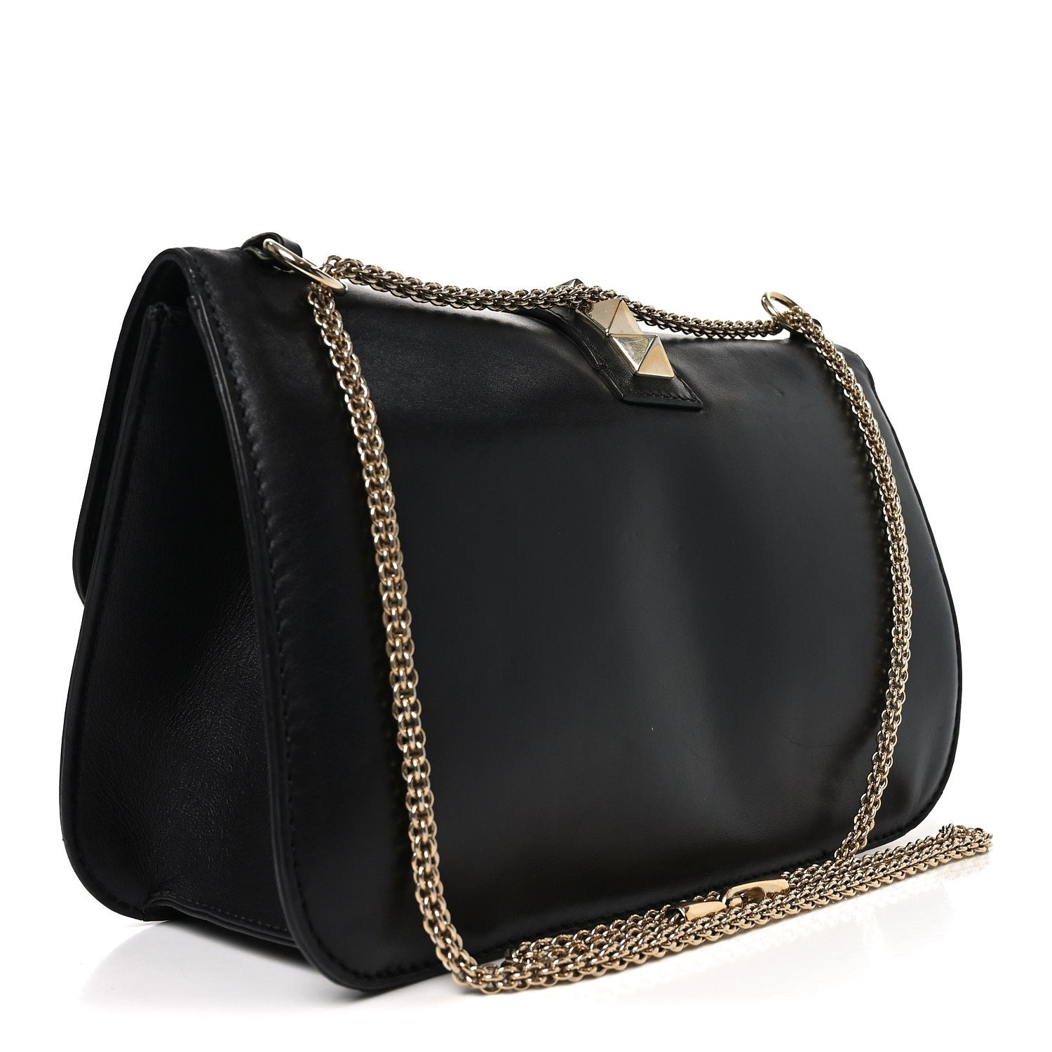 Valentino Garavani Vitello Large Glam Lock Rockstud Flap Black 3 of 9