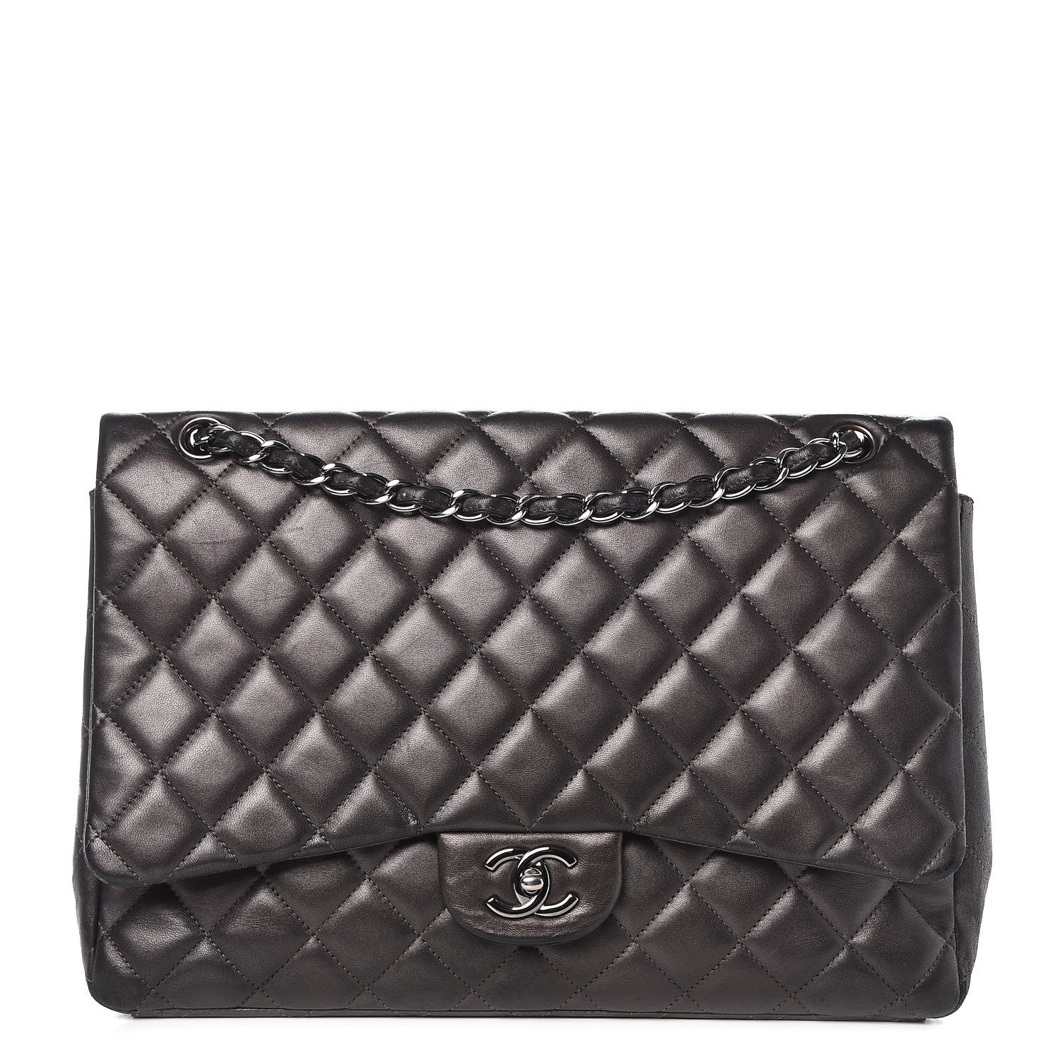 Chanel Lambskin Quilted Maxi Single Flap Grey 1 of 18
