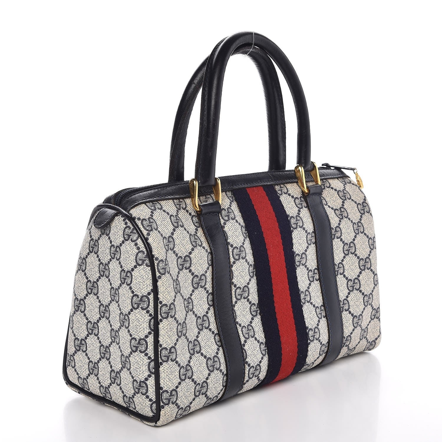 Gucci Monogram Vintage Web Boston Navy 3 of 7