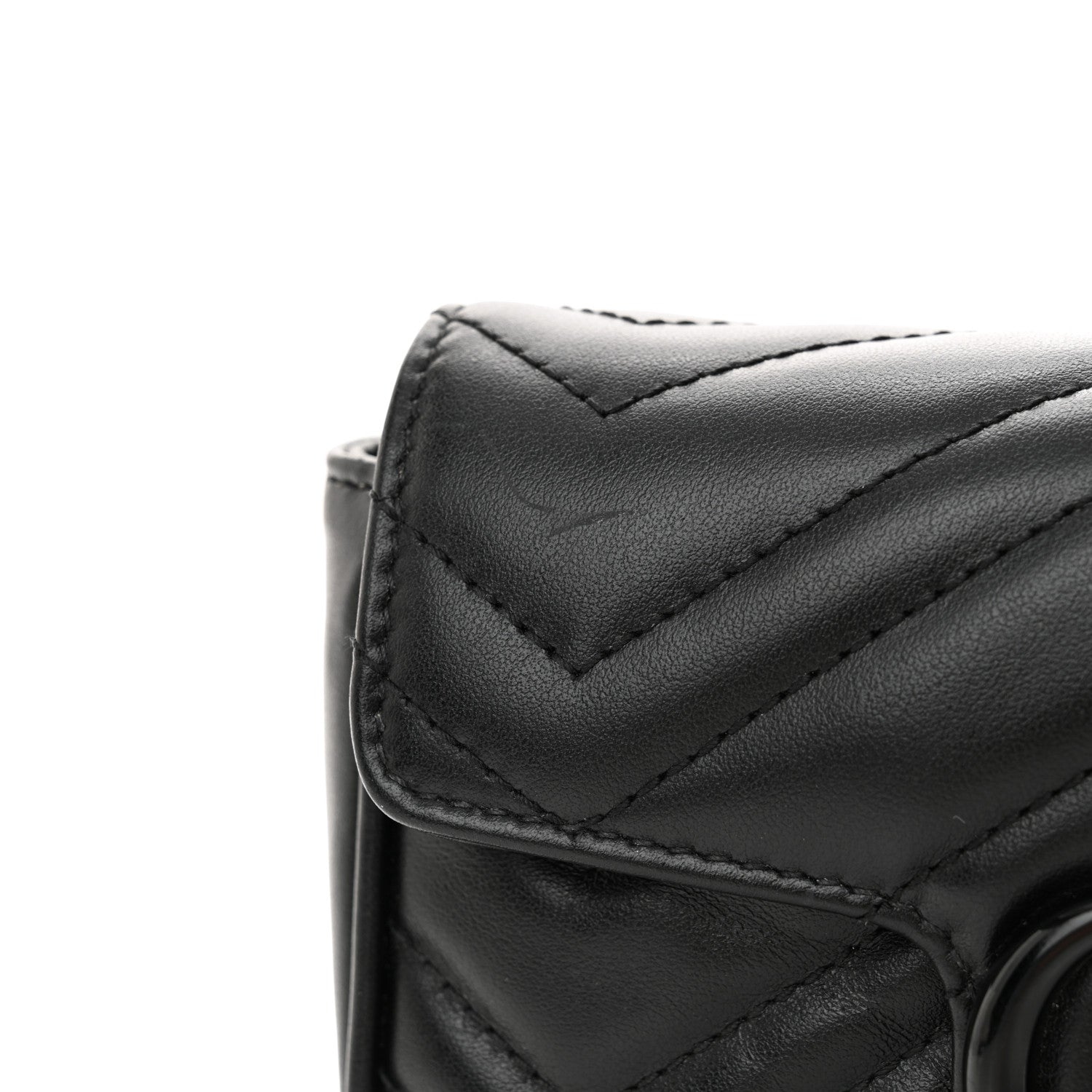 Gucci Calfskin Matelasse Monochrome GG Marmont Chain Belt Bag Black 11 of 12