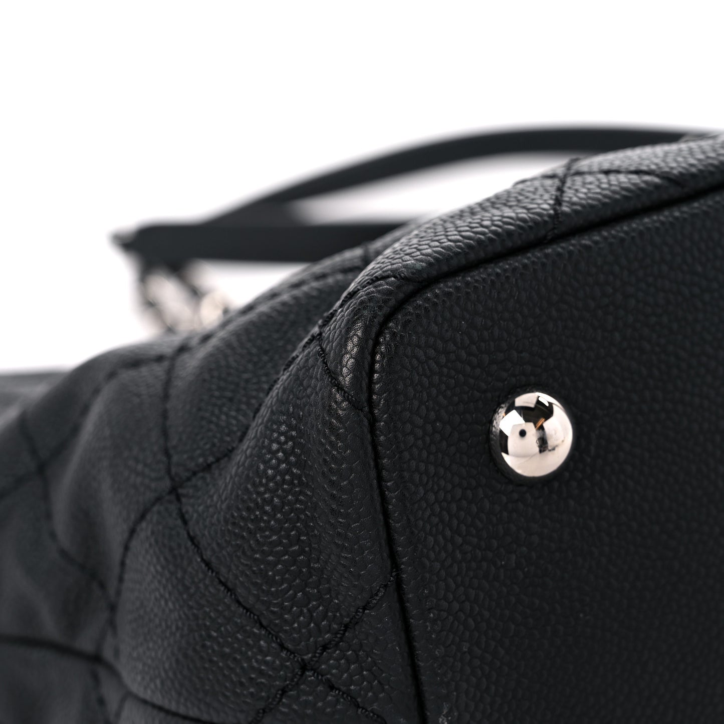 Grained Calfskin Quilted Small Daily Shopping Tote Black