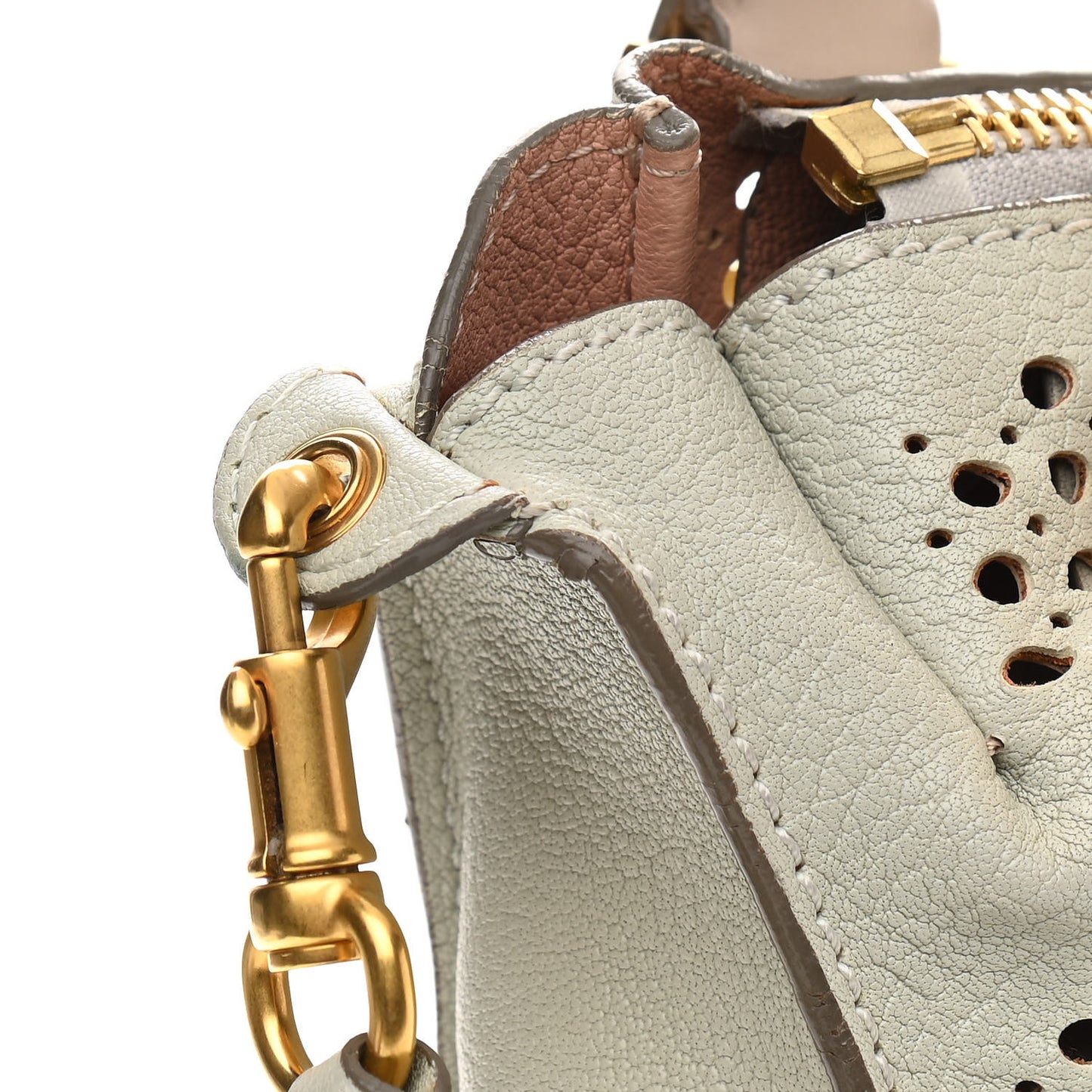 Calfskin Perforated Medium Marcie Satchel Grey