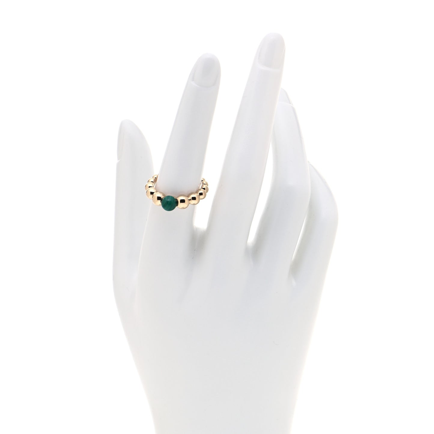 18K Yellow Gold Malachite Perlee Couleurs Variation Ring 54 7