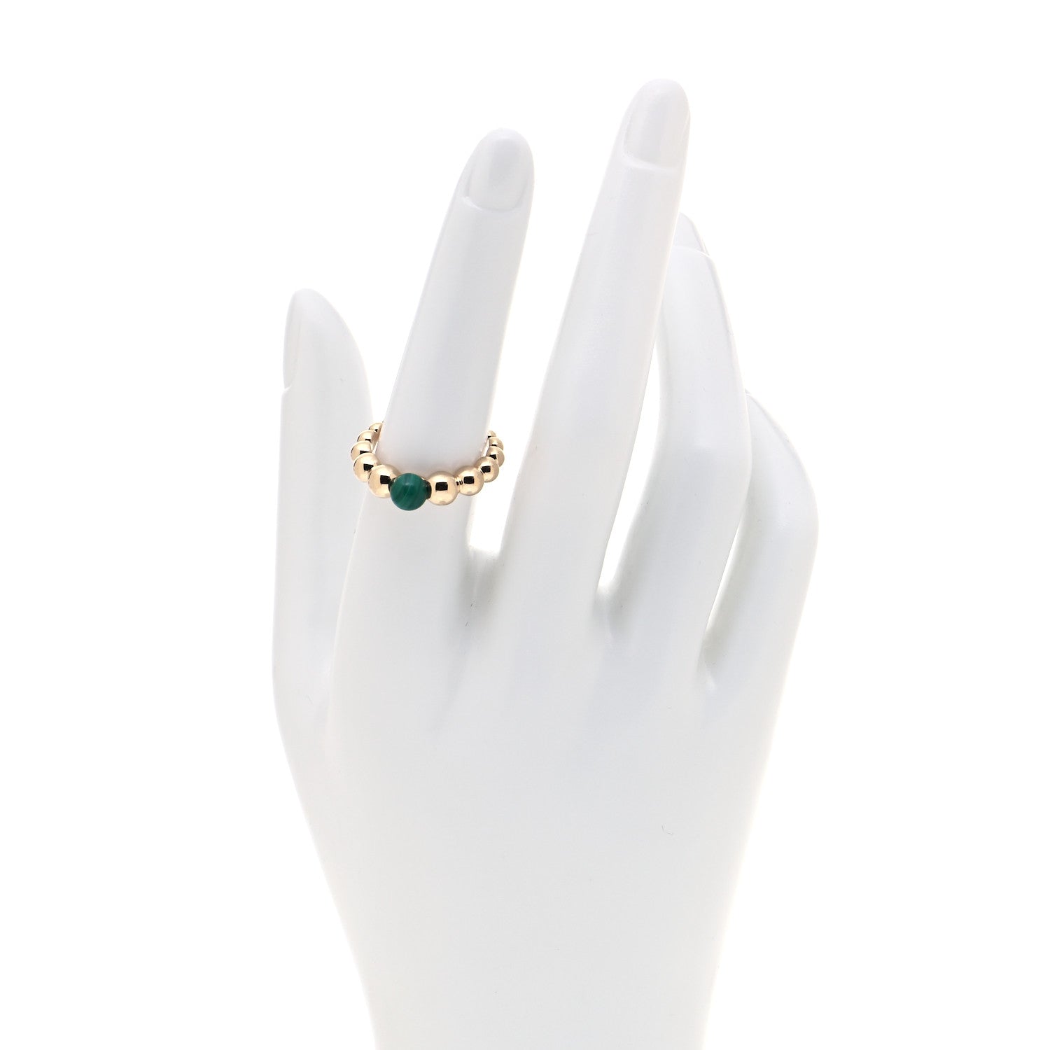 Van Cleef & Arpels 18K Yellow Gold Malachite Perlee Couleurs Variation Ring 54 7 2 of 5