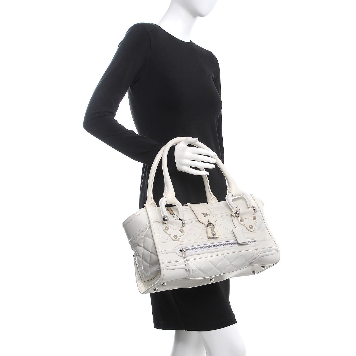 Burberry Leather Quilted Large Manor Tote White 2 of 17