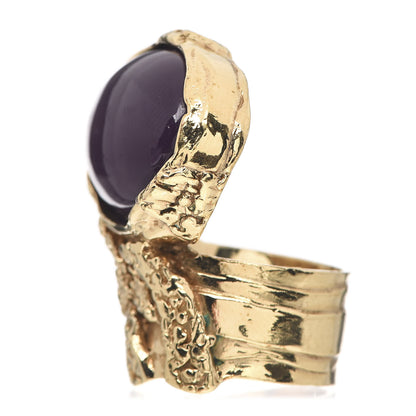 Saint Laurent Glass Cabochon Arty Ovale Ring 7 Plum 2 of 4