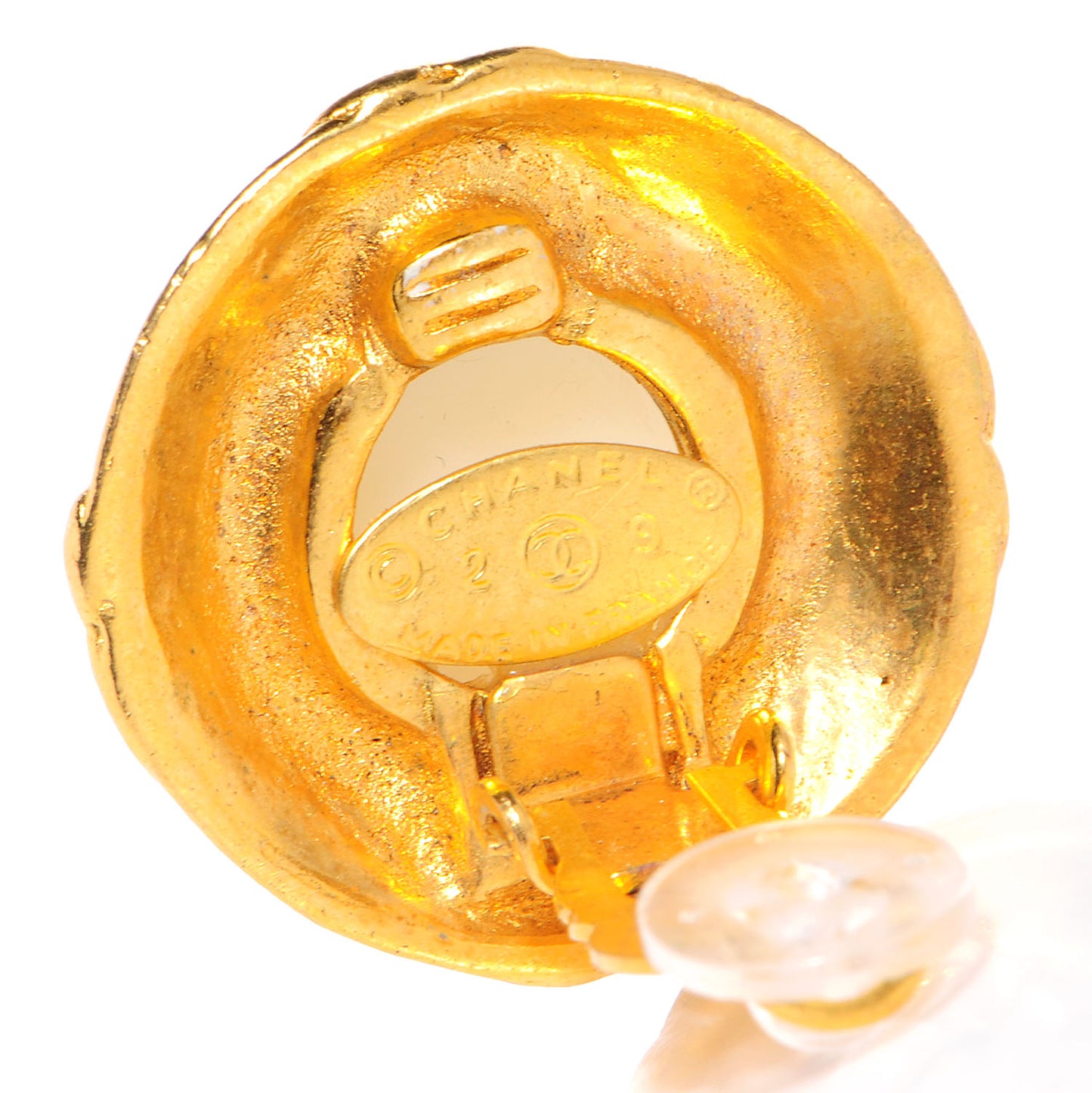 Pearl CC Clip On Earrings Gold