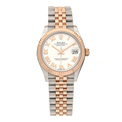 Rolex Stainless Steel 18K Everose Gold 31mm Oyster Perpetual Datejust Watch White Roman 278271 1 of 5