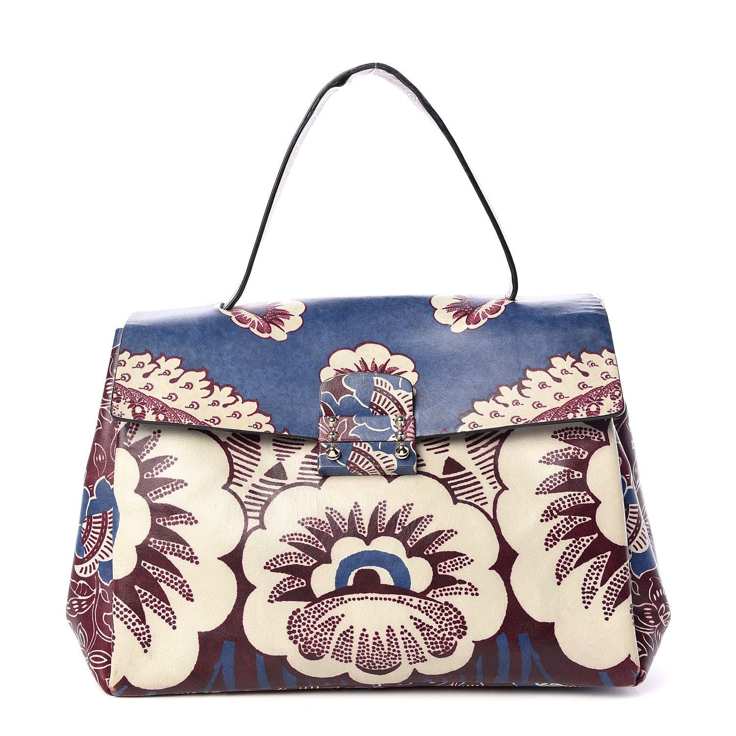 Valentino Garavani Calfskin Mime Print Single Handle Bag Blue 1 of 11