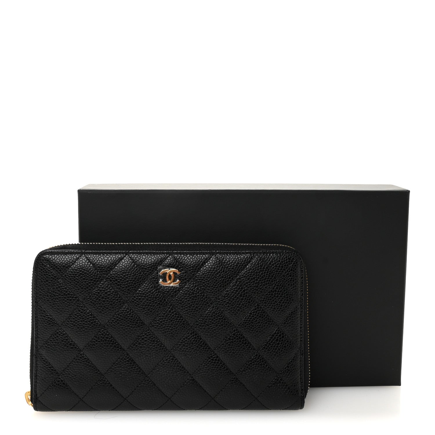 Chanel Caviar Quilted Large Zip Around Organizer Wallet Black 9 of 9