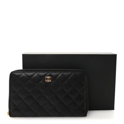 Chanel Caviar Quilted Large Zip Around Organizer Wallet Black 9 of 9