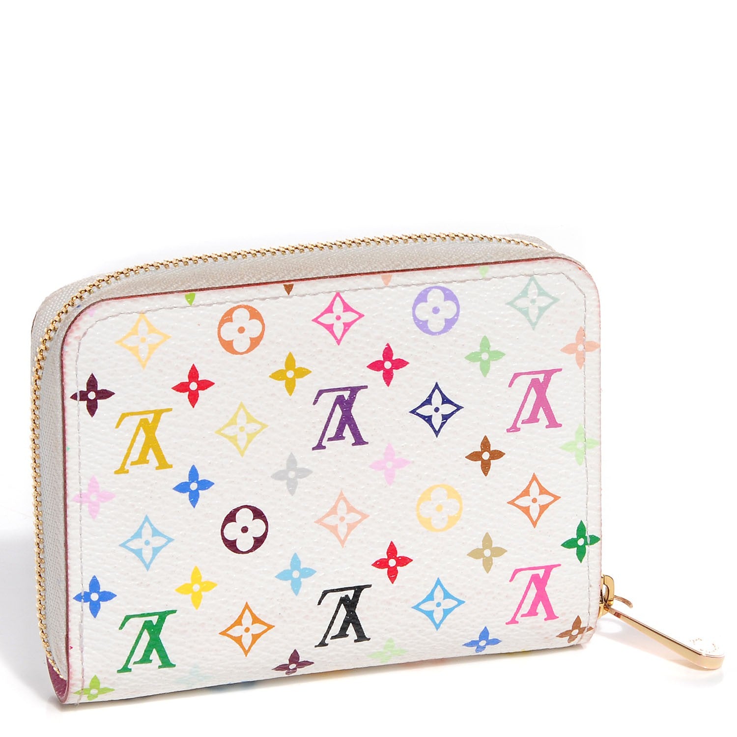 Louis Vuitton Monogram Multicolor Zippy Coin Purse Wallet White Litchi 3 of 7