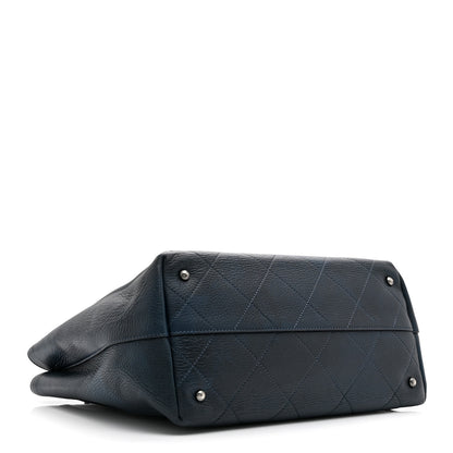 Chanel Deerskin Stitched Medium CC Shopping Tote Navy 4 of 10