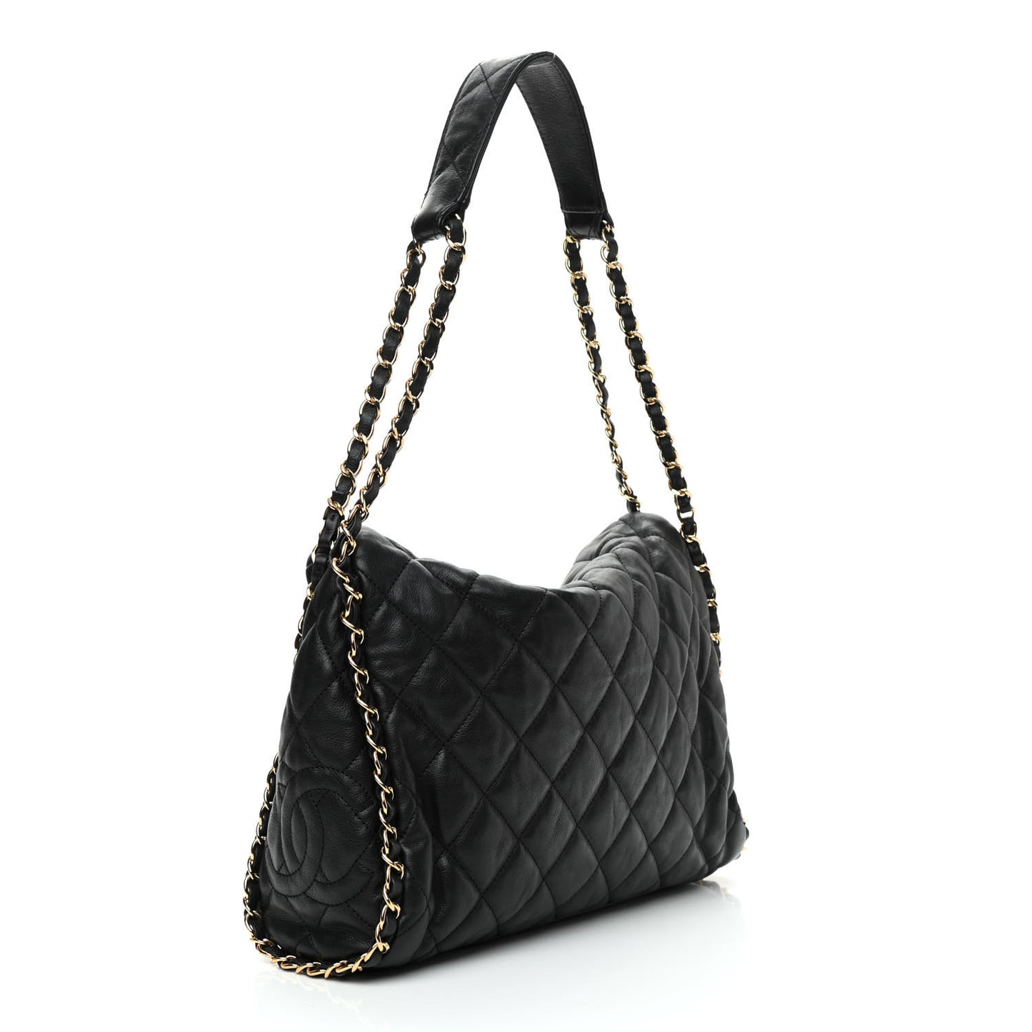 Calfskin Quilted Medium Chain Me Hobo Black