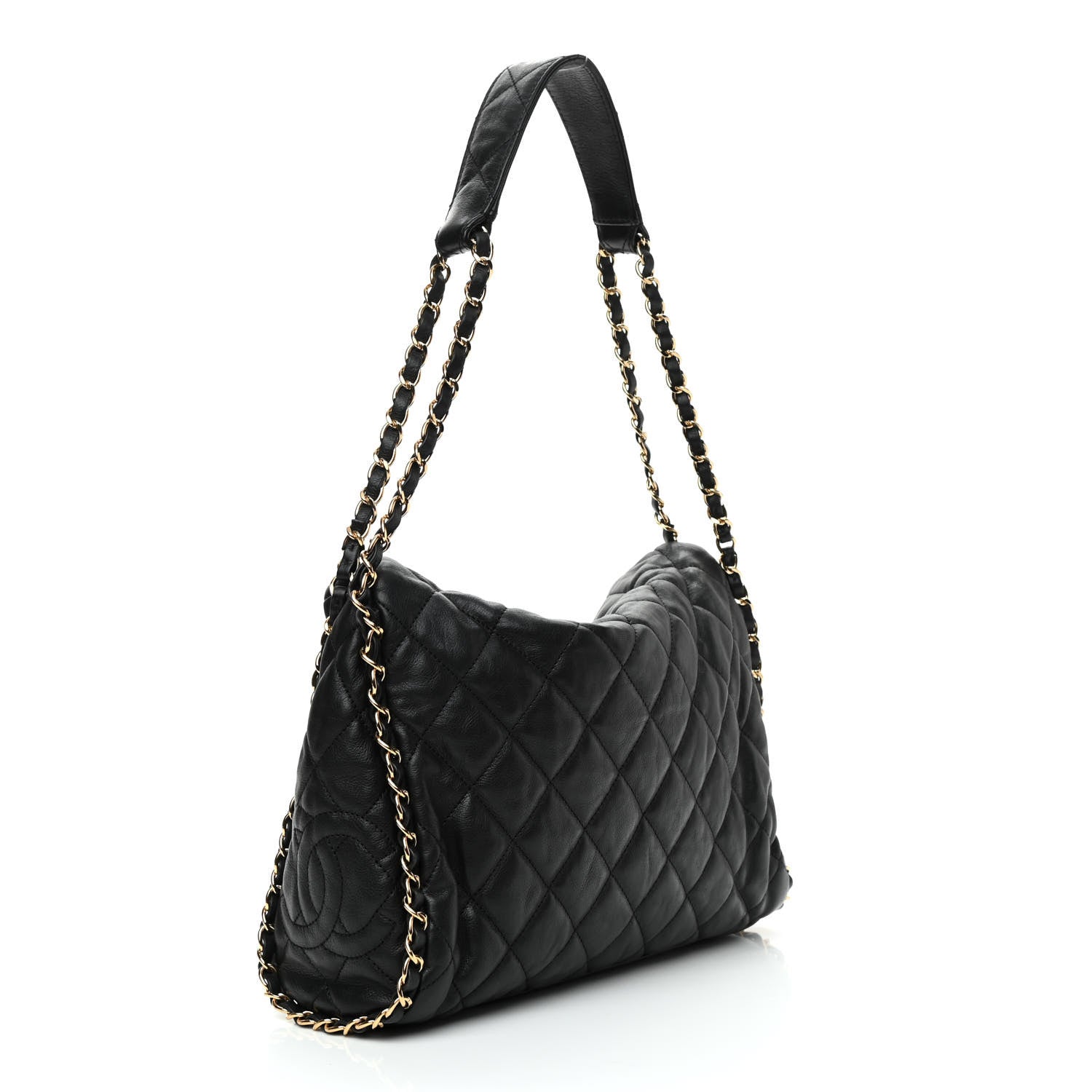 Chanel Calfskin Quilted Medium Chain Me Hobo Black 3 of 9