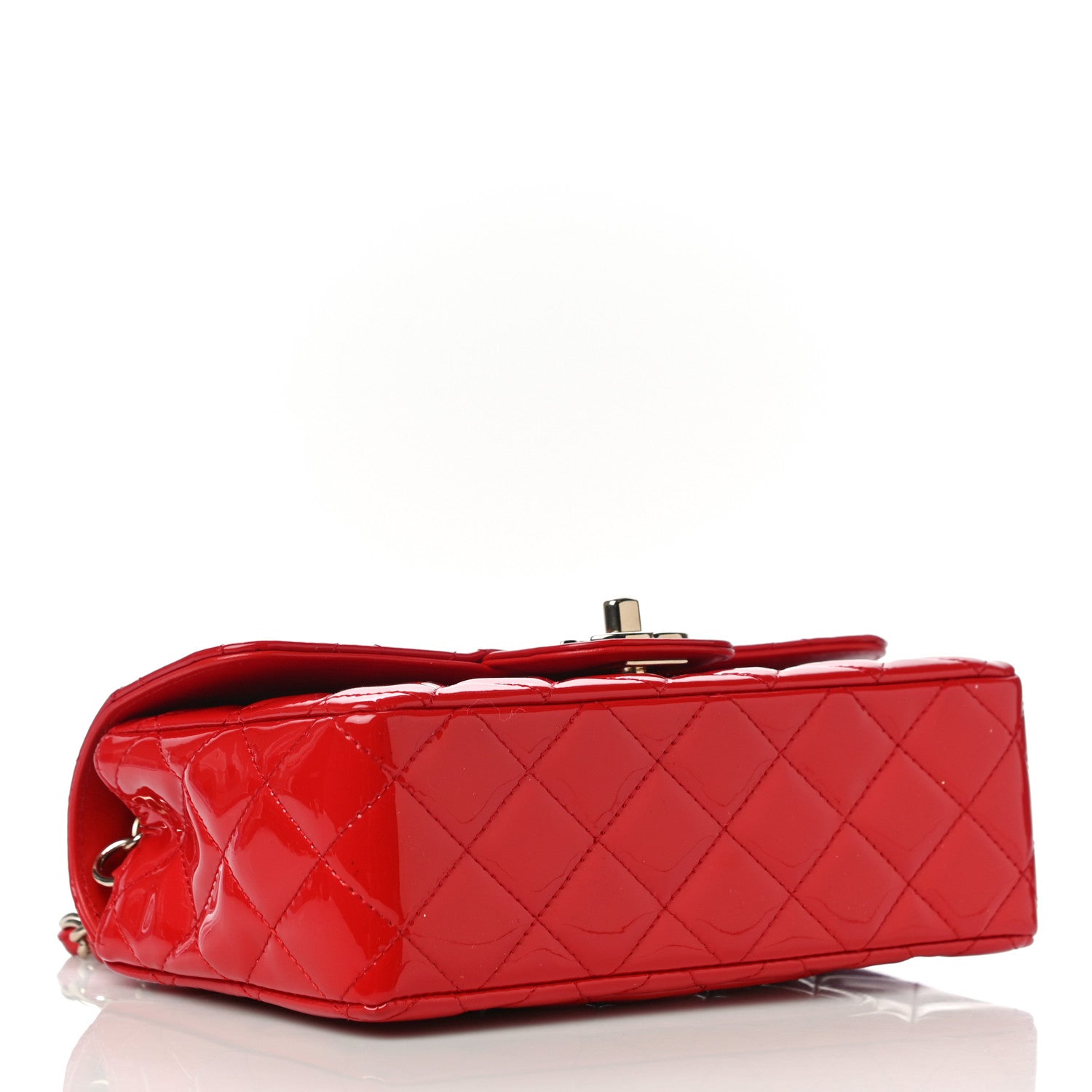 Chanel Patent Calfskin Quilted Mini Rectangular Flap Red 4 of 12