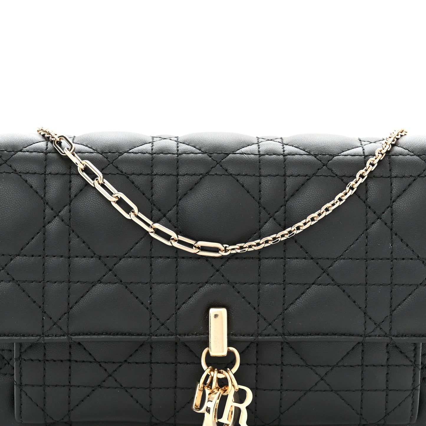 Lambskin Cannage Lady Dior Chain Pouch Black