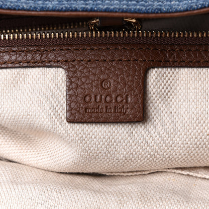 Gucci Denim Pebbled Calfskin Medium Soho Chain Shoulder Bag Blue Brown 6 of 11