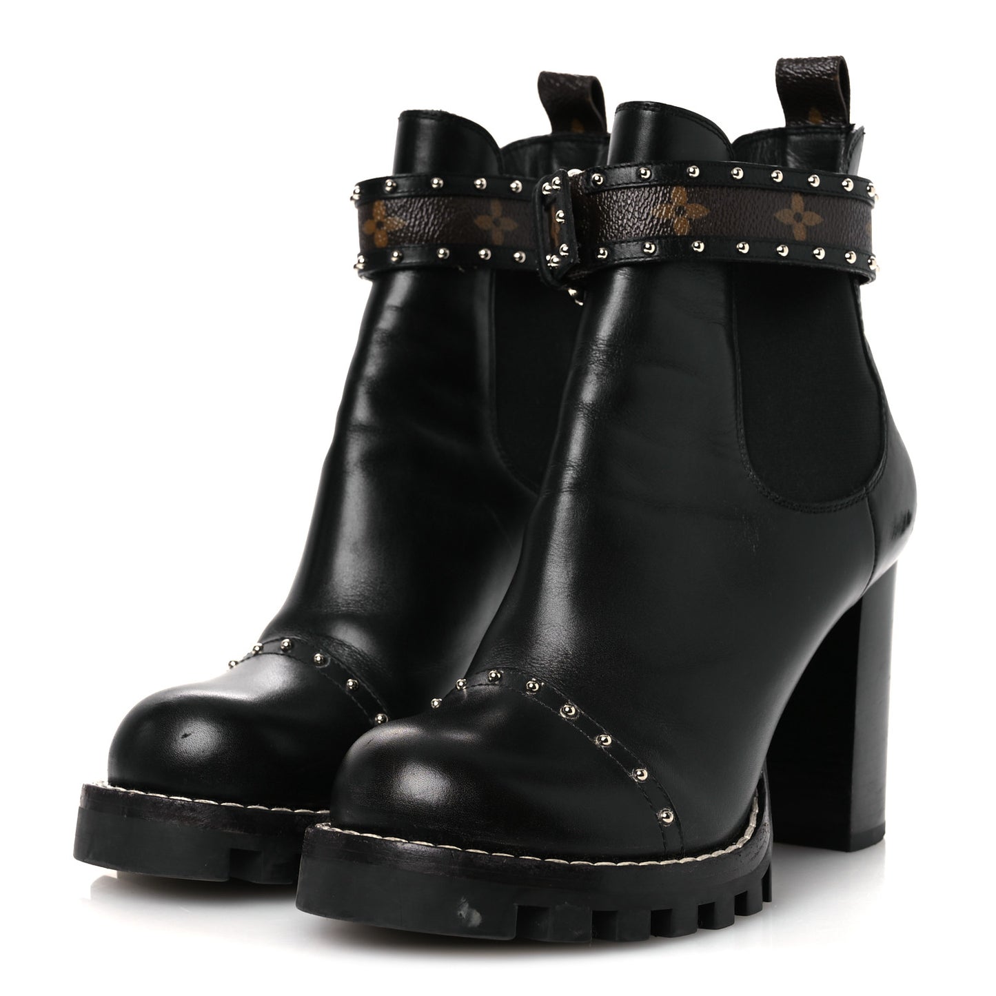 Calfskin Monogram Star Trail Chelsea Ankle Boots 39.5 Black