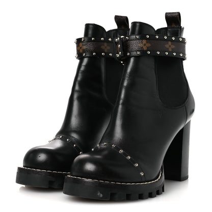 Louis Vuitton Calfskin Monogram Star Trail Chelsea Ankle Boots 39.5 Black 6 of 30