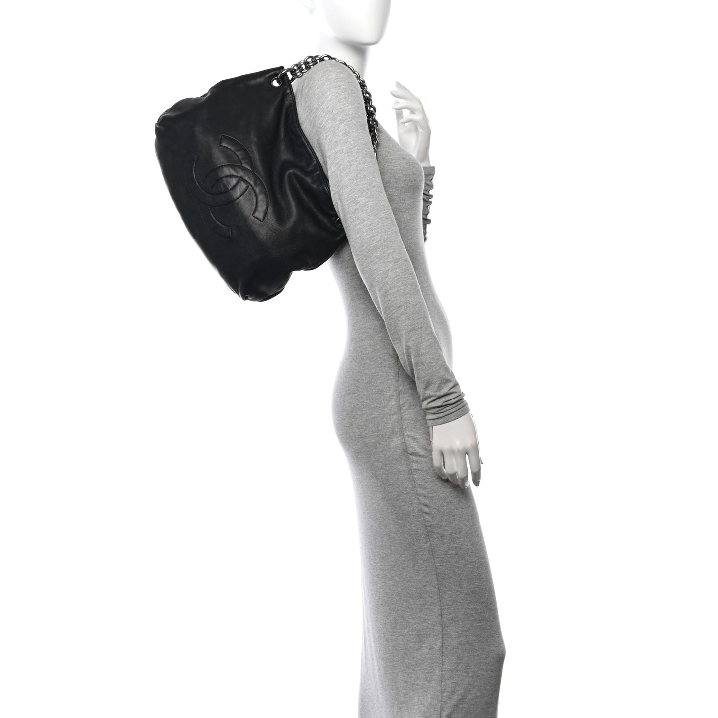 Lambskin Soft and Chain Small Hobo Black