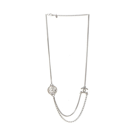 Chanel CC Coco Camellia Coin Necklace Silver 3 of 8