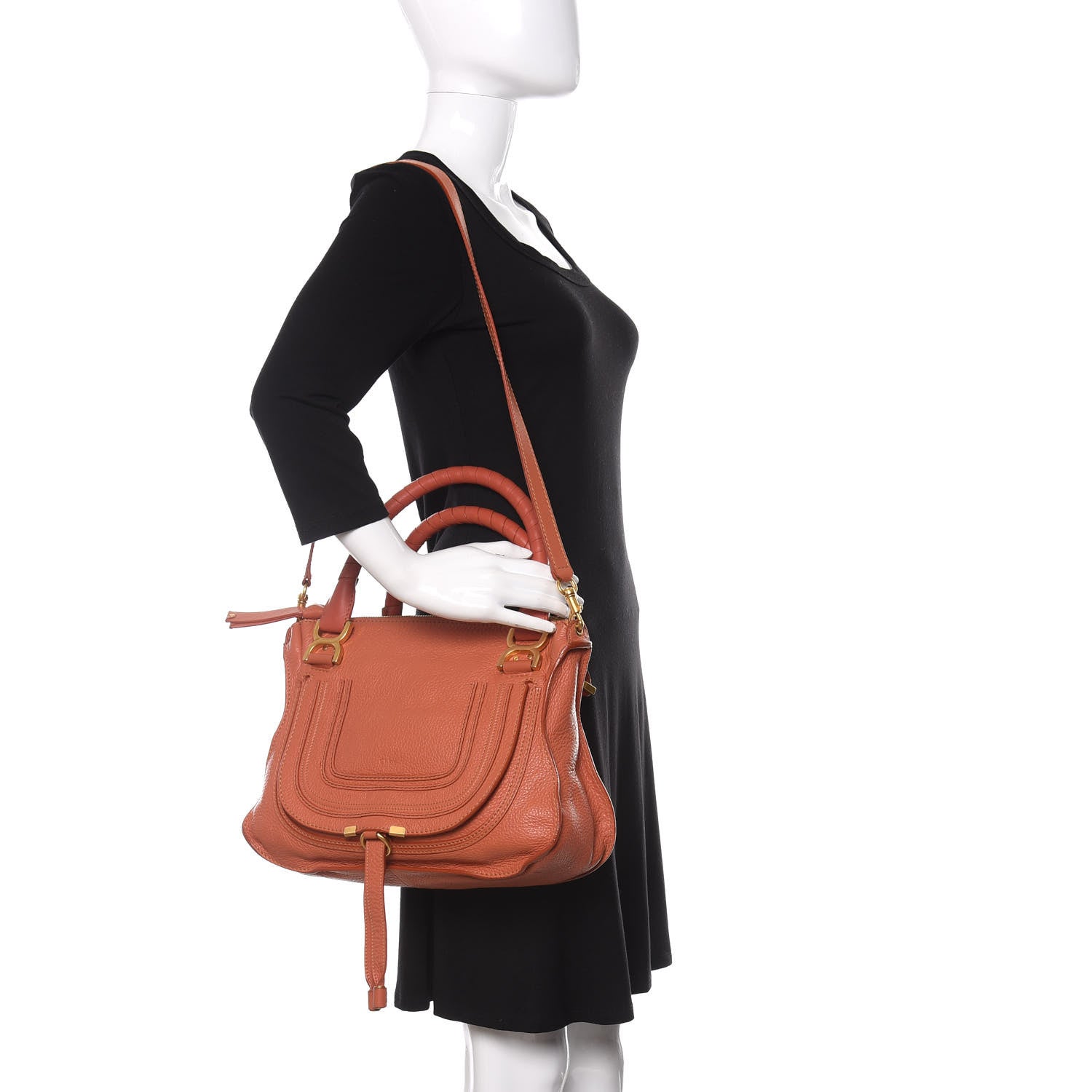 Chloe Calfskin Medium Marcie Satchel Coral 2 of 12