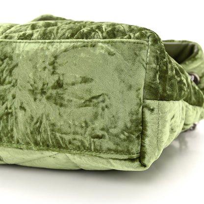 Saint Laurent Crushed Velvet Quilted Small Loulou Puffer Monogram Chain Satchel Green 10 of 11