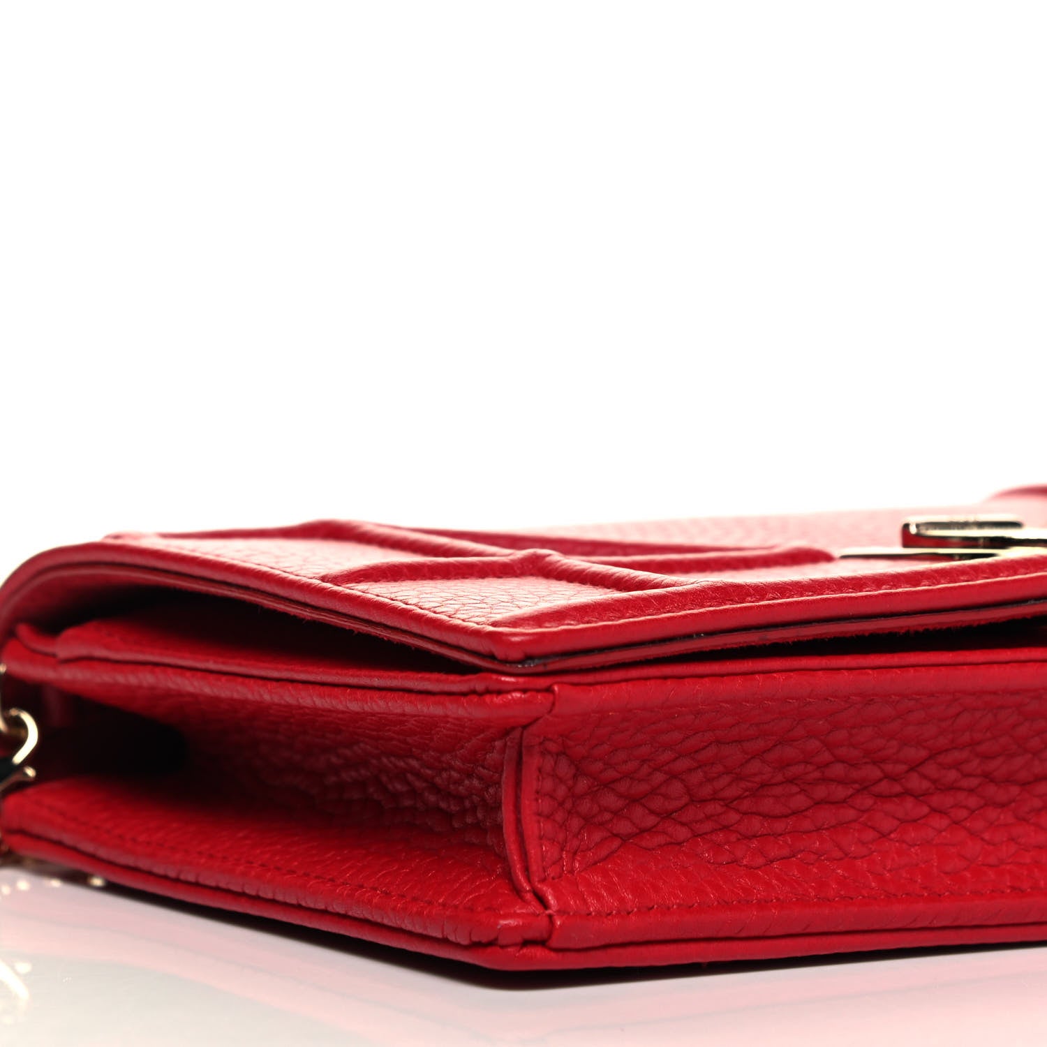 Christian Dior Grained Calfskin Diorama Wallet on Chain Pouch Rouge Vif 5 of 9