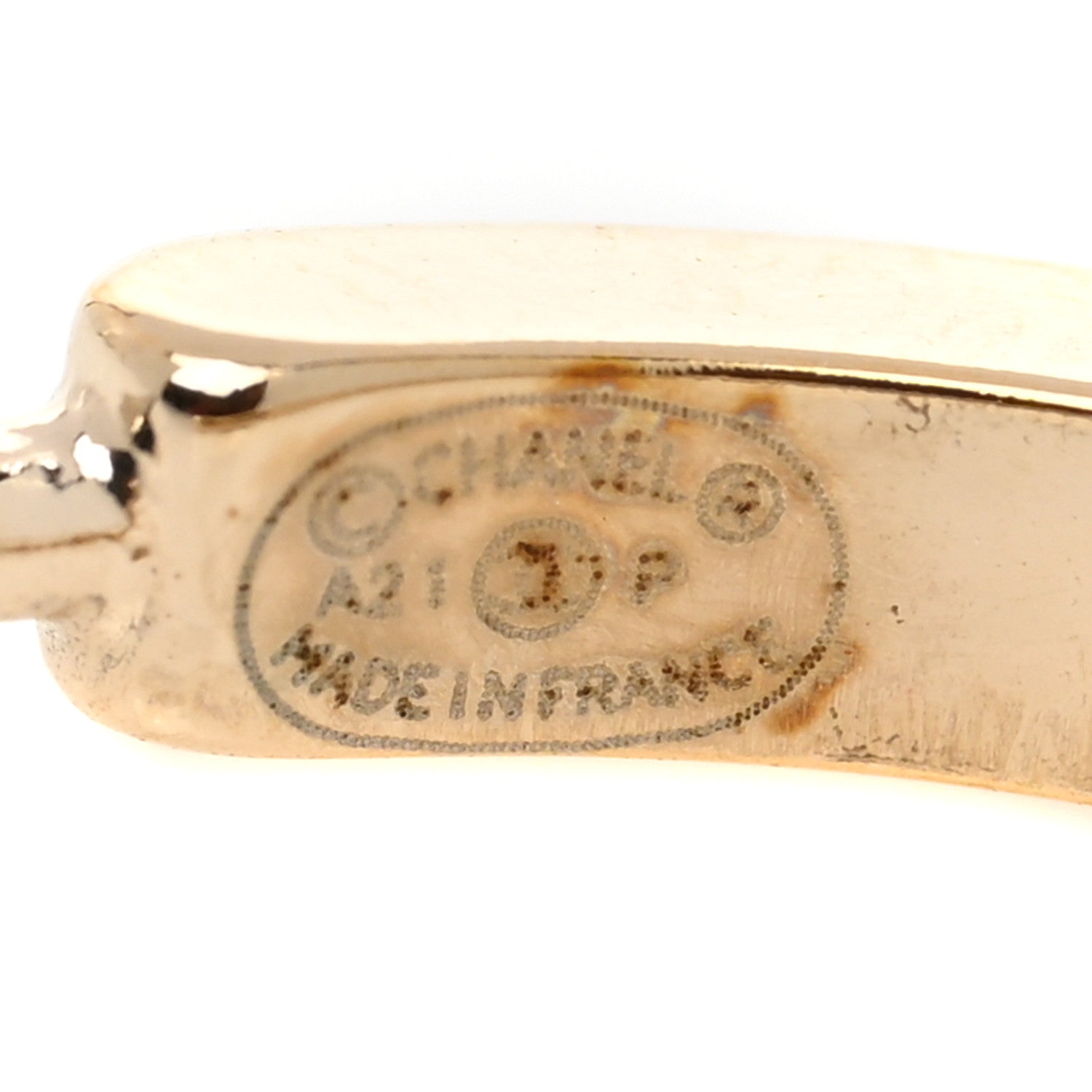 Chanel Crystal Lock Symbols Logo CC Hoop Drop Earrings Gold 4 of 4