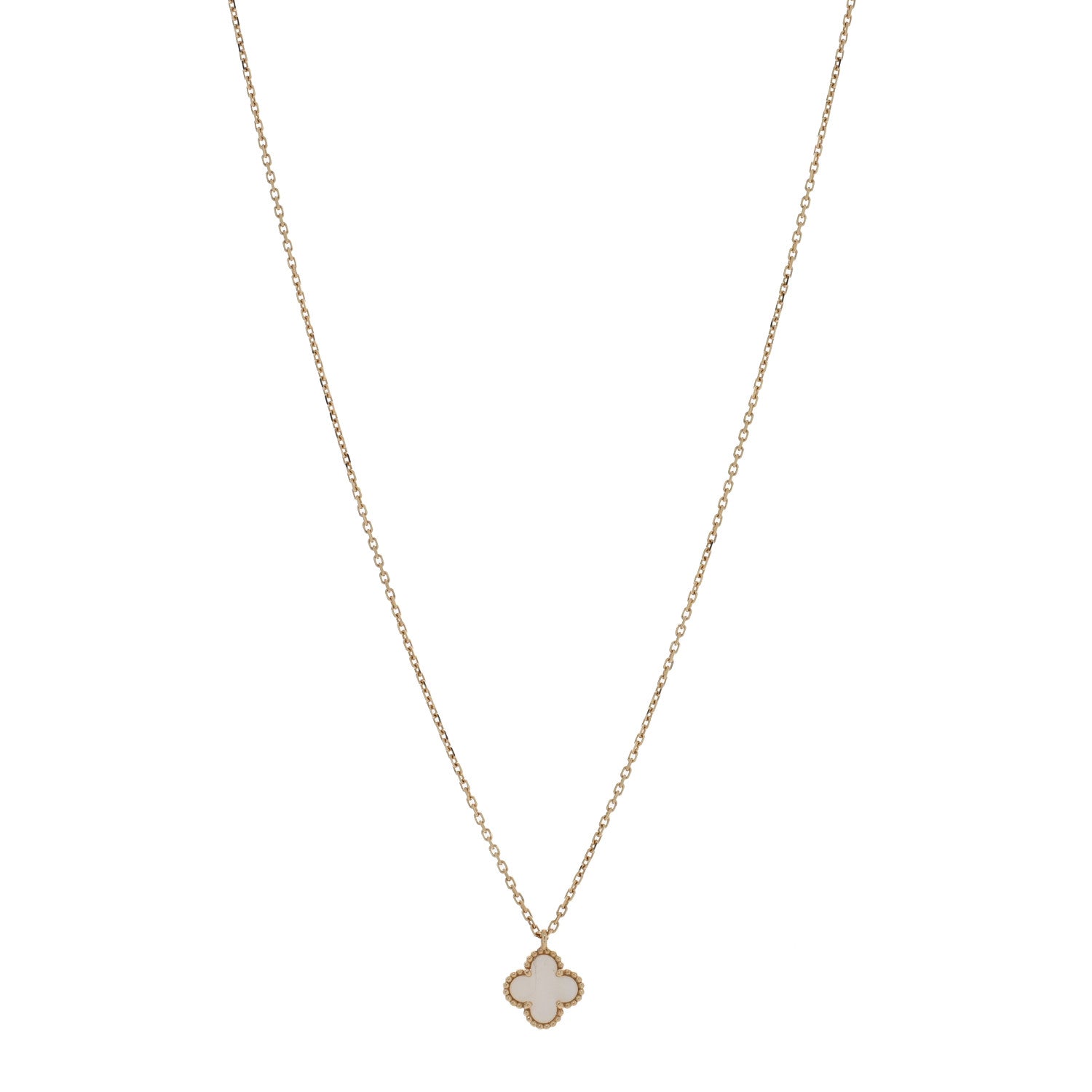 Van Cleef & Arpels 18K Yellow Gold Mother of Pearl Sweet Alhambra Pendant Necklace 1 of 5