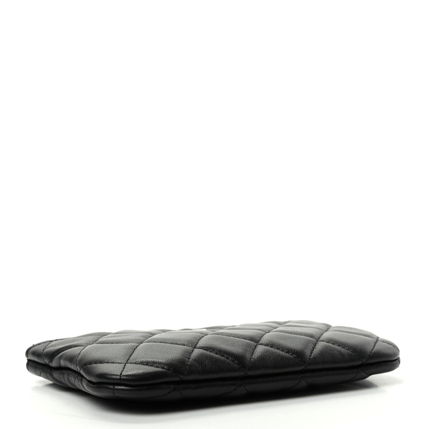 Lambskin Quilted Small Cosmetic Case Black