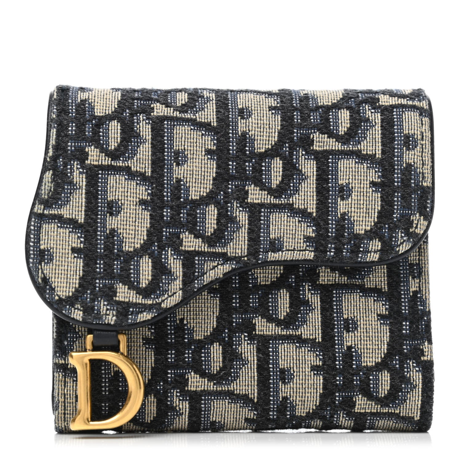 Christian Dior Oblique Saddle Lotus Wallet Blue 1 of 4