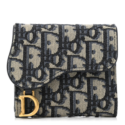 Christian Dior Oblique Saddle Lotus Wallet Blue 1 of 4
