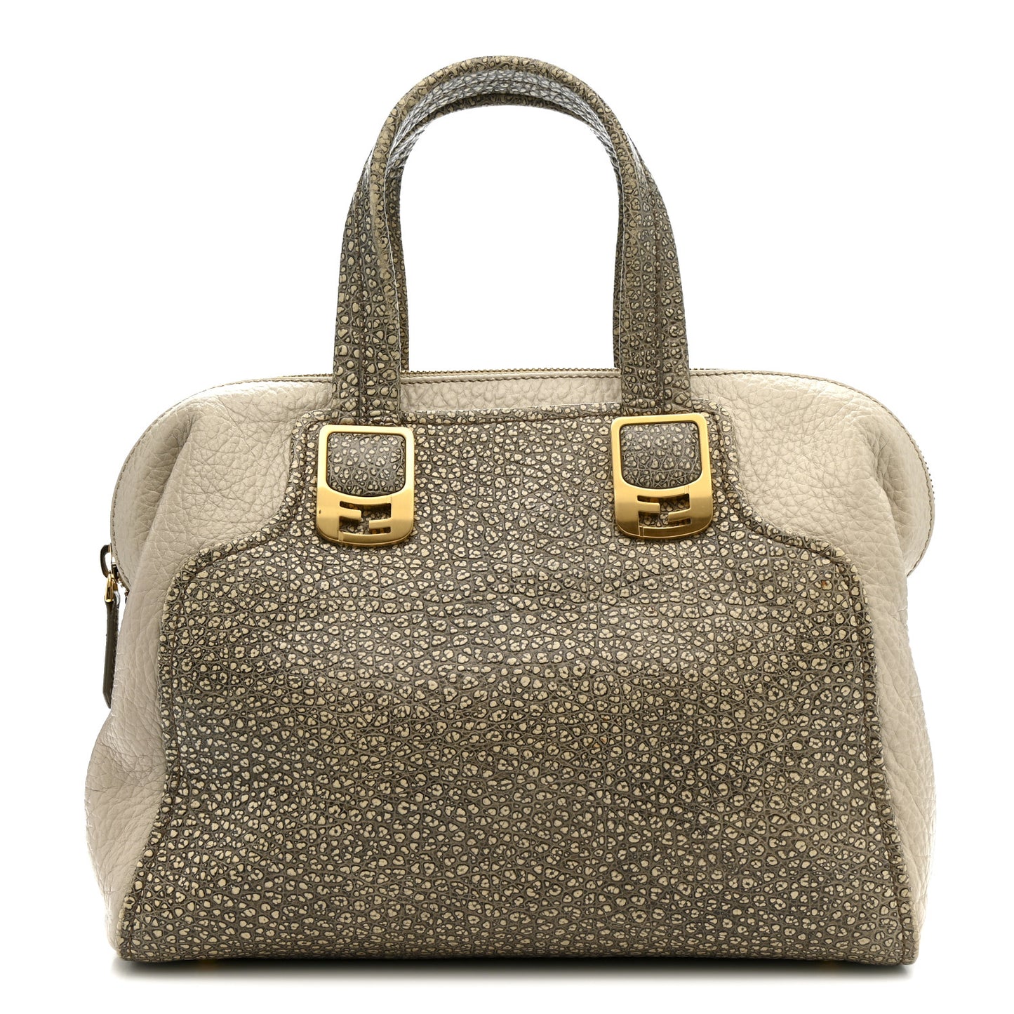 Pebbled Calfskin Small Chameleon Tote Beige Grey