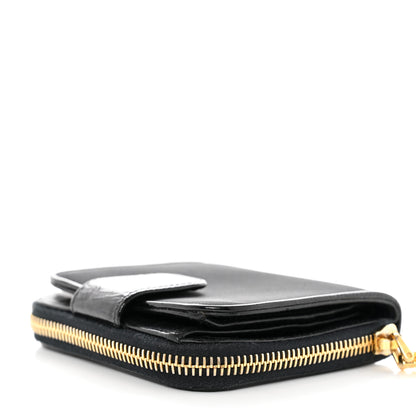 Prada Tessuto Nylon Patent Compact Zip Around Wallet Black 11 of 12