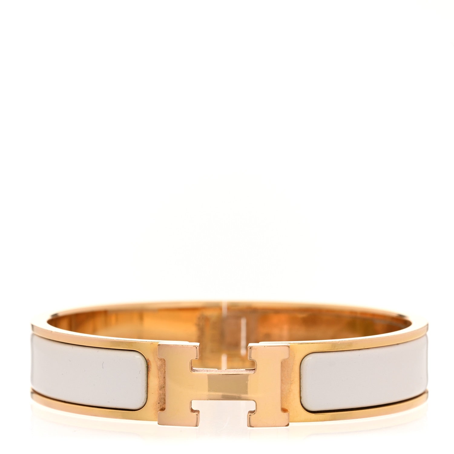 Hermes Enamel Narrow Clic Clac H Bracelet PM White 1 of 5