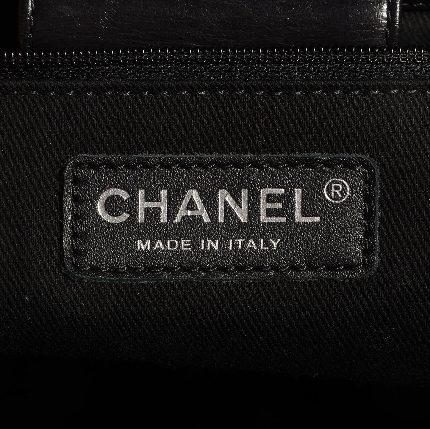 Glazed Calfskin Large CC Delivery Tote Black