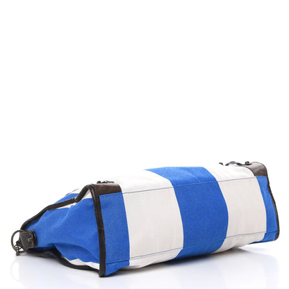 Balenciaga Agneau Canvas Striped Raye Classic Hardware City Brown Bleu White 4 of 20